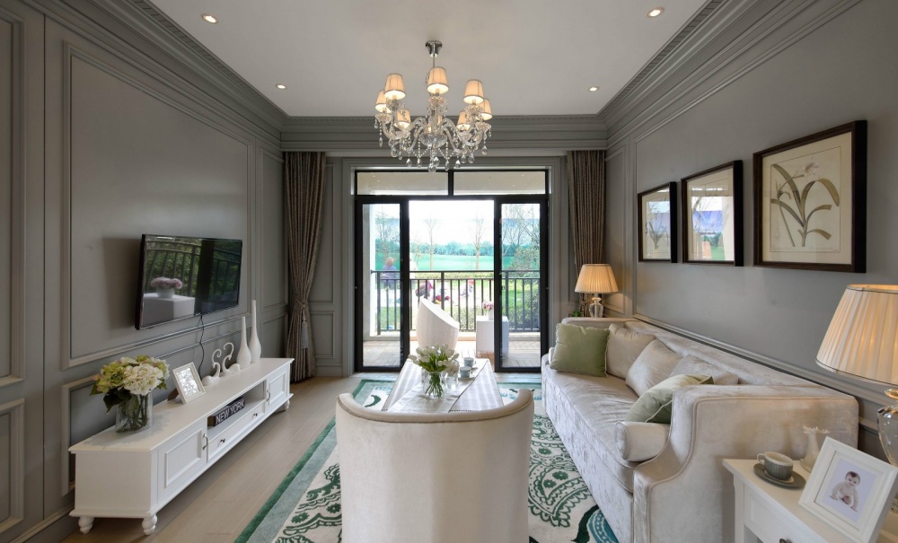 客廳窗簾裝修效果圖吉安市房屋裝修設計，二手房，套美式經(jīng)典客廳設計圖片賞析