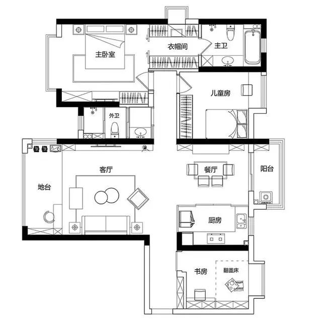 北歐裝修風格_北歐風格裝修案例_一室一廳小戶型北歐風格裝修效果圖