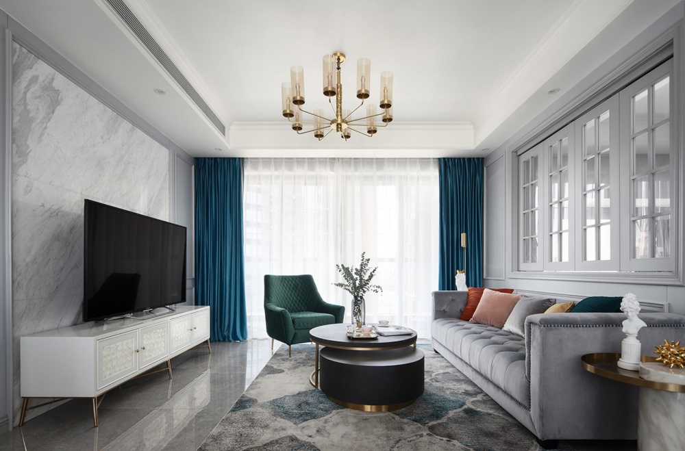 客廳窗簾裝修效果圖客廳“開”窗，書房搭帳篷！美式經(jīng)典客廳設計圖片賞析