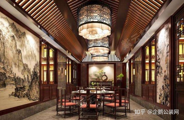 會所裝修_spa會所中式裝修效果圖_中式獨(dú)桌餐飲會所裝修