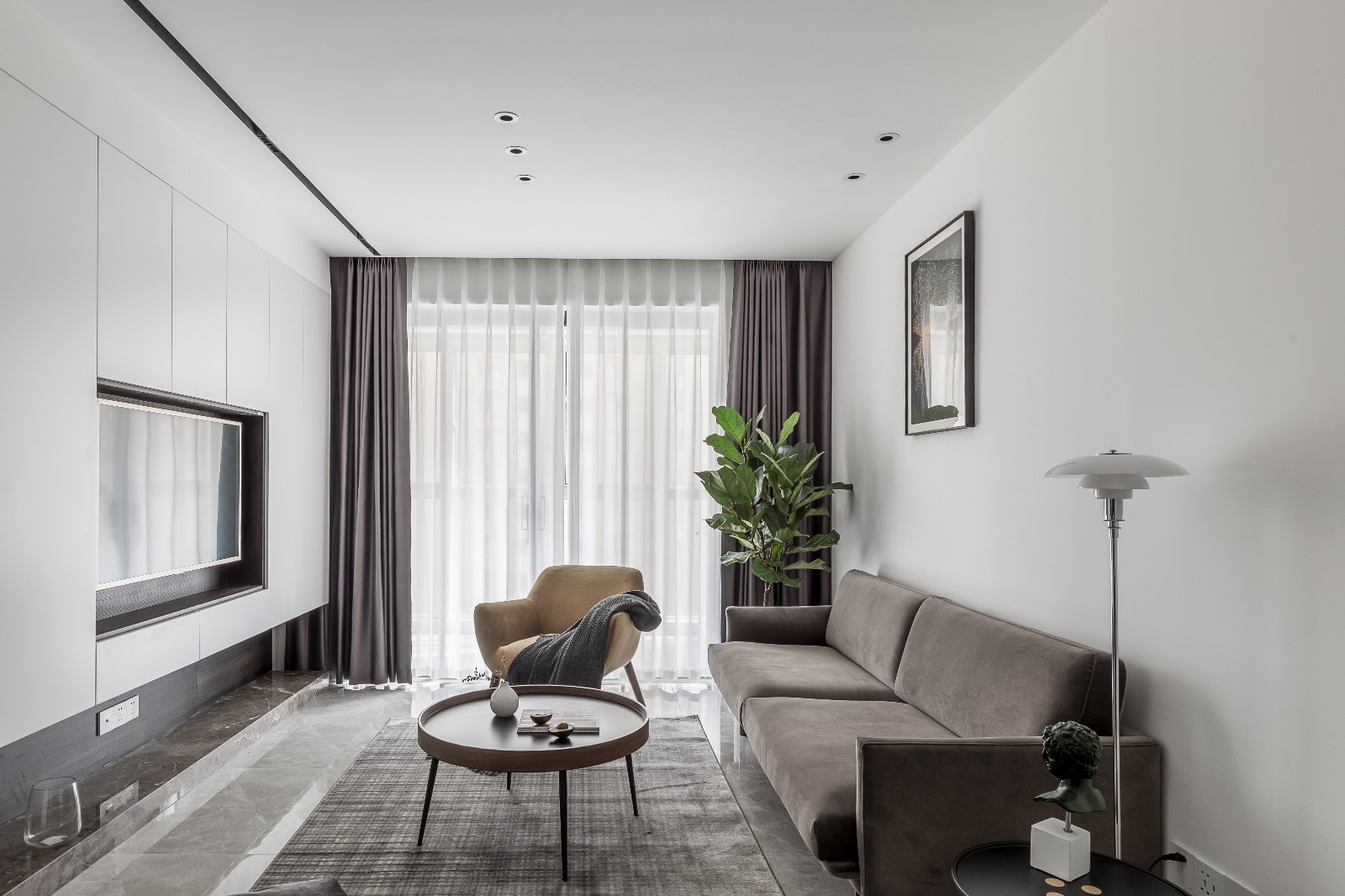 客廳窗簾裝修效果圖清新日光居、三口之家北歐極簡客廳設(shè)計圖片賞析