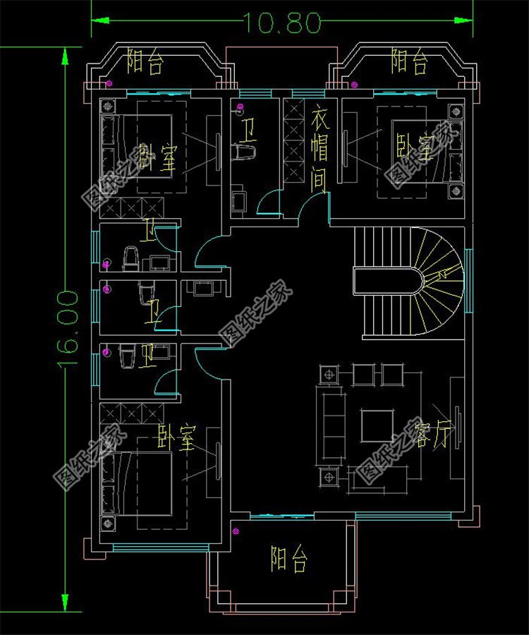 農(nóng)村建四層別墅圖二層