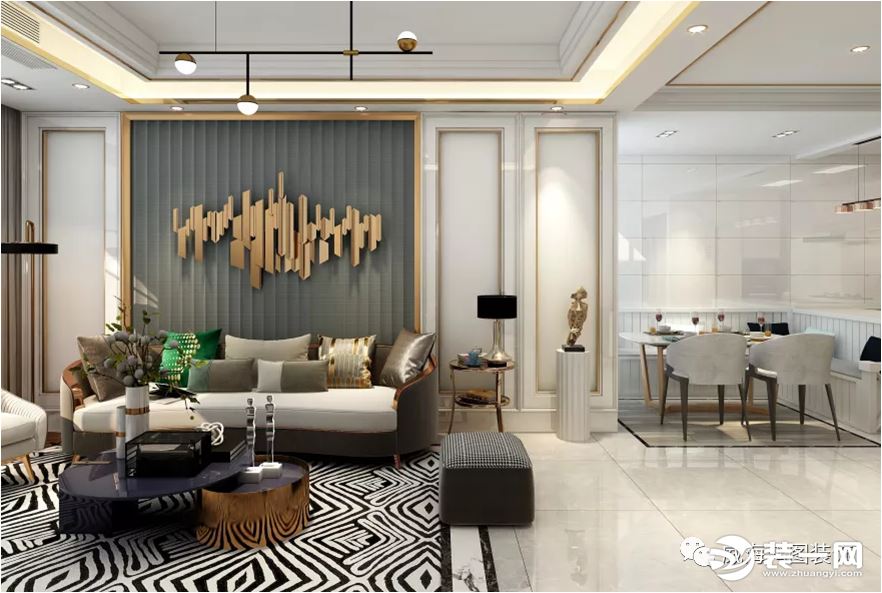 《【摩登4h5登陸地址】威海鴻圖裝飾山水城125㎡輕奢風(fēng)格 金色空間無盡浪漫！》