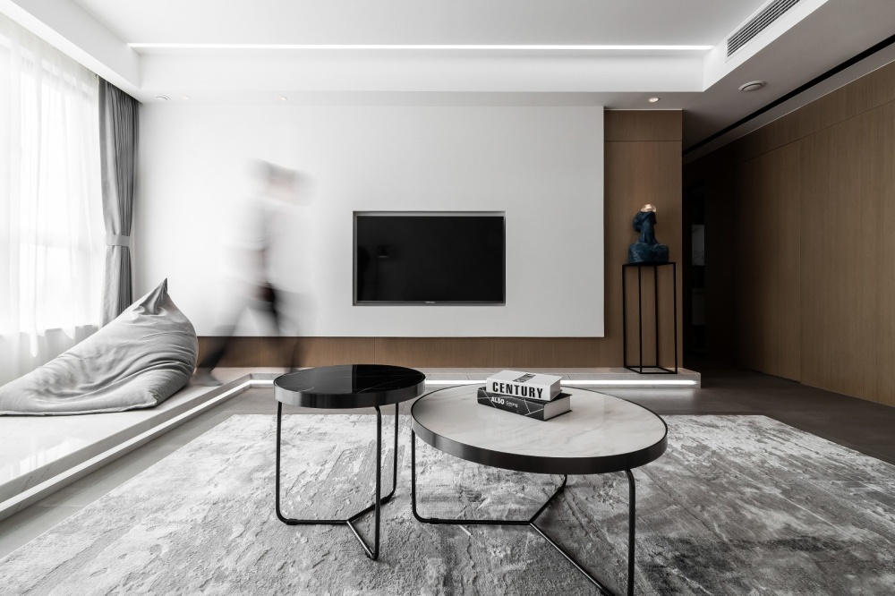 客廳電視背景墻裝修效果圖原木簡約德景園現(xiàn)代簡約客廳設(shè)計(jì)圖片賞析