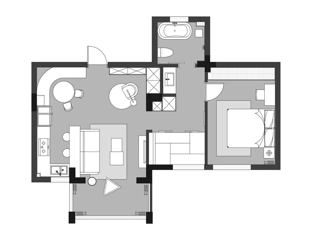 73㎡二居室簡約效果圖，餐廳這樣設計，很實用！