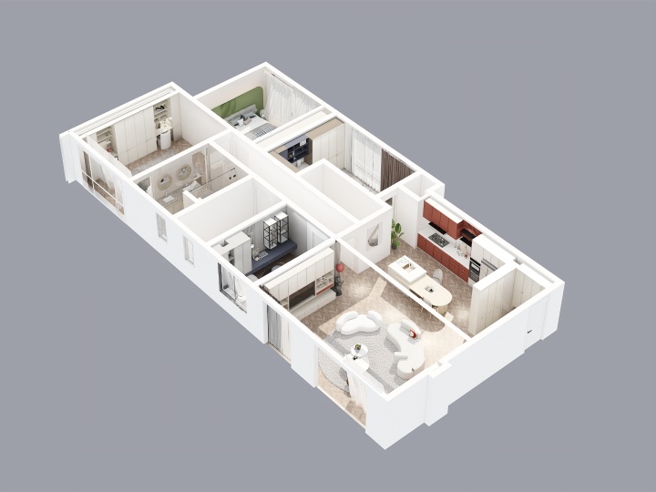 房間色彩藏格局，護墻梳妝臺衣柜換角度設計