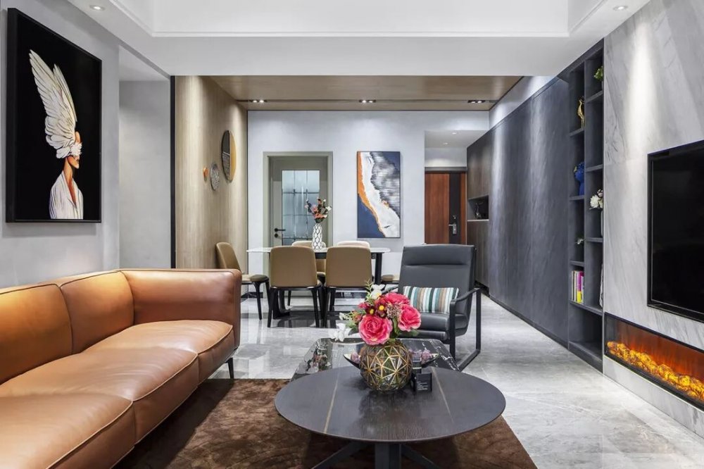 客廳電視背景墻裝修效果圖成都紅樹灣裝修設(shè)計現(xiàn)代風格現(xiàn)代簡約客廳設(shè)計圖片賞析