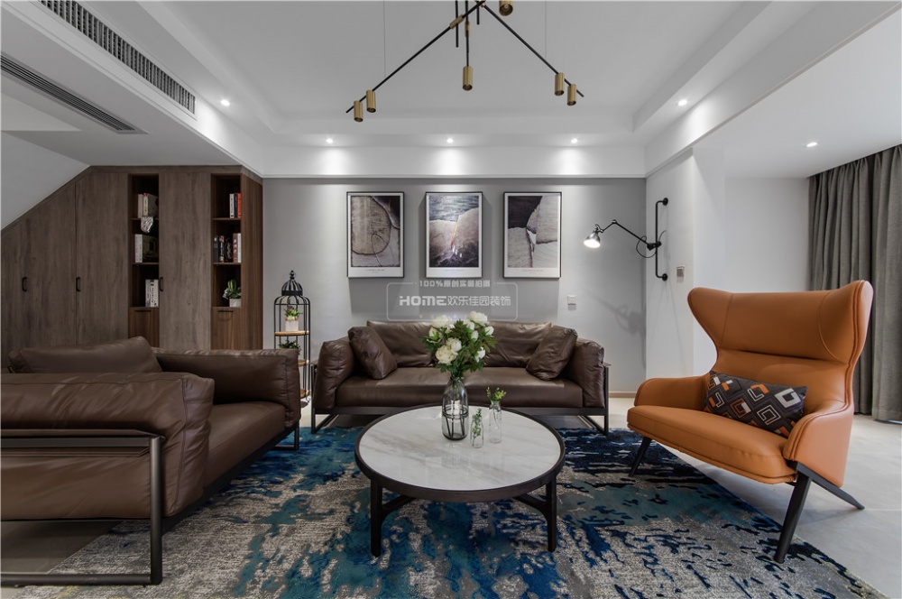 客廳窗簾裝修效果圖歡樂佳園|現(xiàn)代簡約復式樓，空間現(xiàn)代簡約客廳設(shè)計圖片賞析