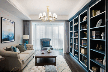 130㎡美式風(fēng)格四居，用一面墻的書柜，給生活以“詩(shī)和遠(yuǎn)方”~