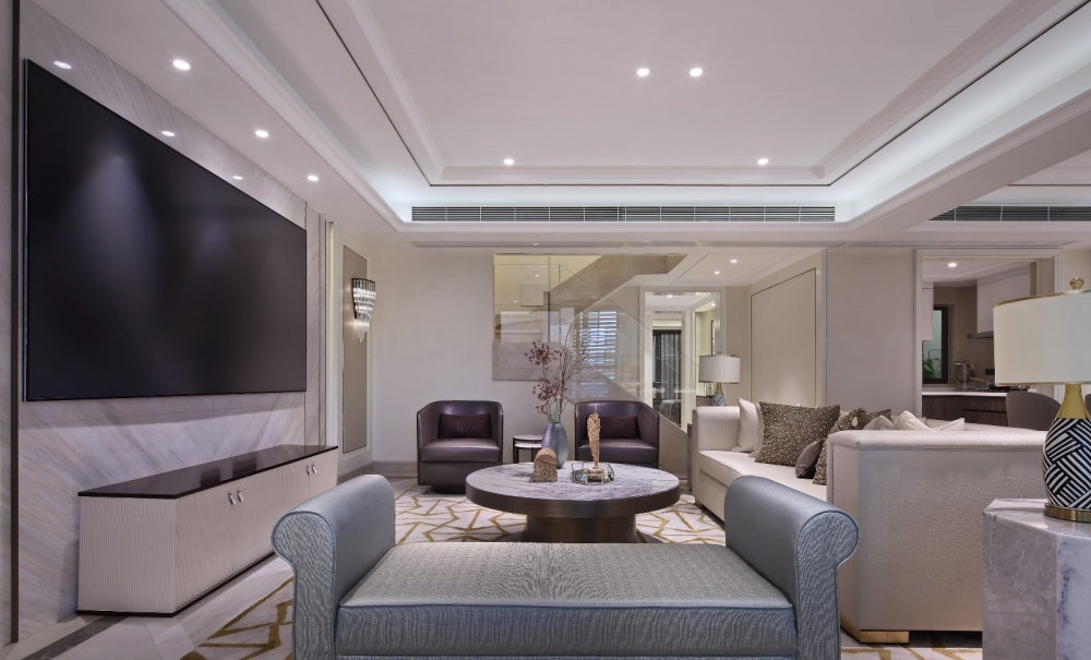 客廳電視背景墻裝修效果圖點(diǎn)石亞洲摩登港風(fēng)，經(jīng)典精致潮流混搭客廳設(shè)計(jì)圖片賞析