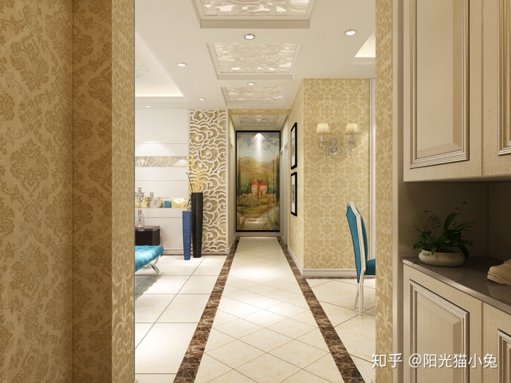 簡歐風(fēng)格家居裝修設(shè)計(jì)，130㎡三居室效果圖