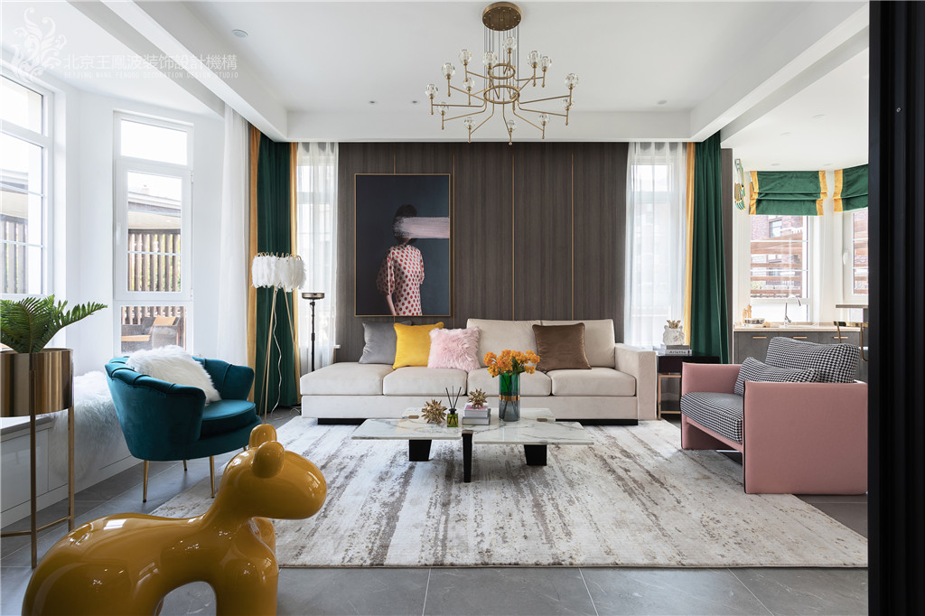 客廳窗簾裝修效果圖現(xiàn)代輕奢風(fēng)格，張家口·觀瀾墅現(xiàn)代簡(jiǎn)約客廳設(shè)計(jì)圖片賞析